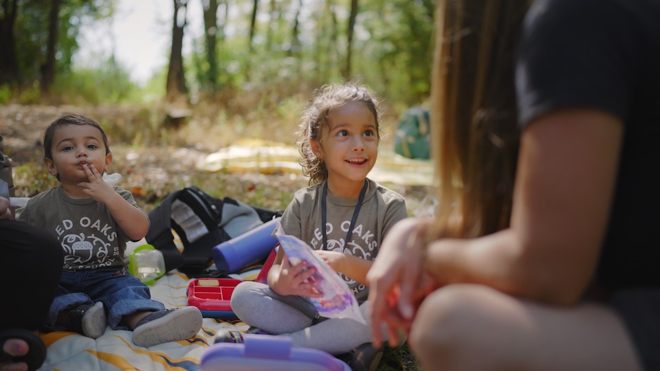 Children learning outdoors
